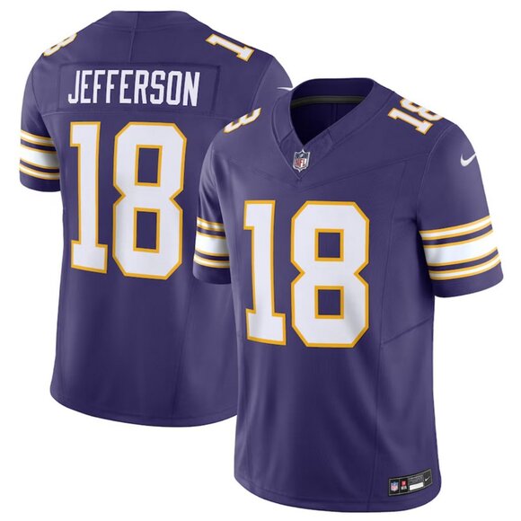 Mens Youths Kids Womens 18 Justin Jefferson Vapor Stitched Purple Jersey